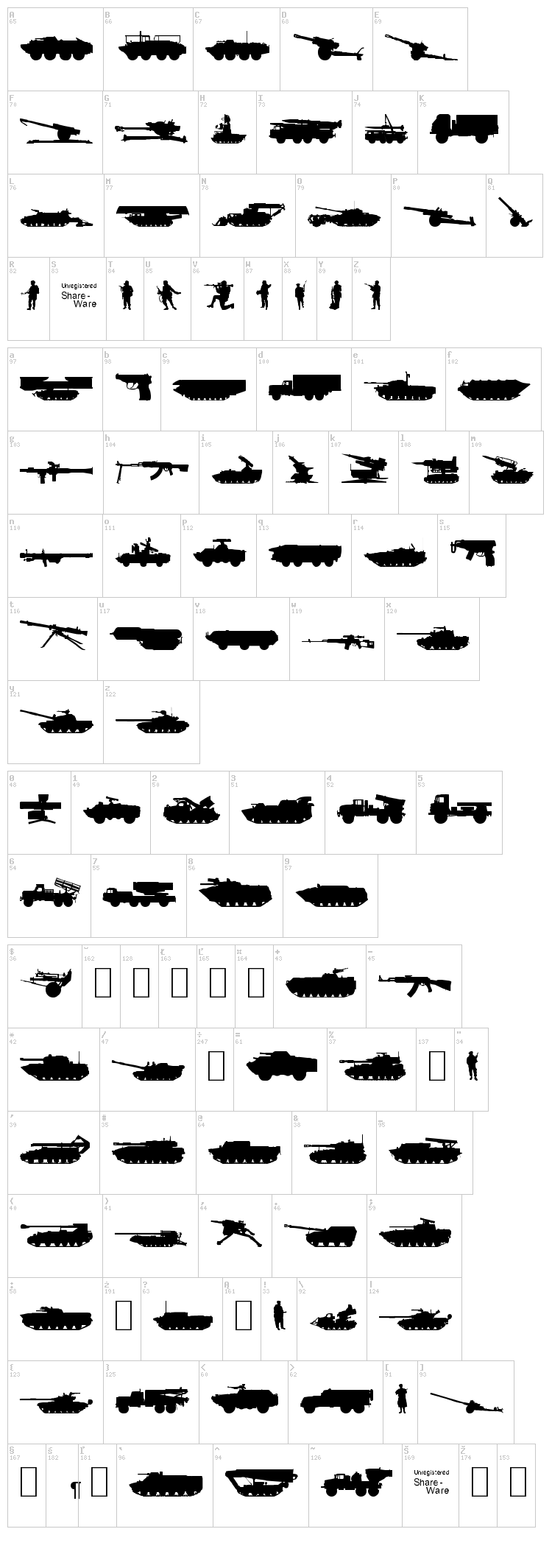 Soviet Kit font map