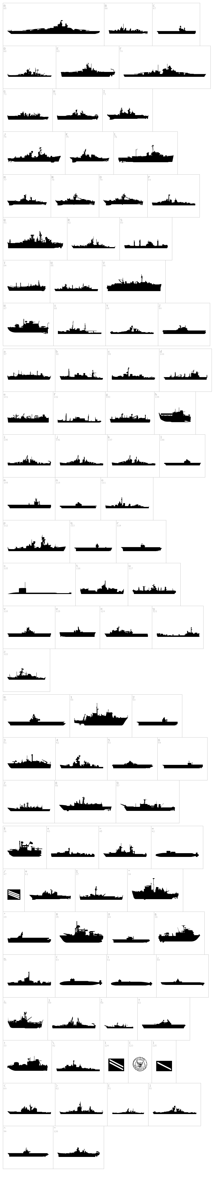 US Navy font map