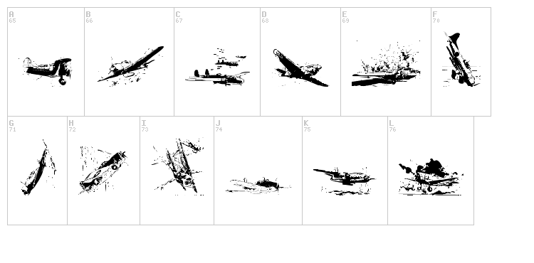World War II Warplanes 2 font map