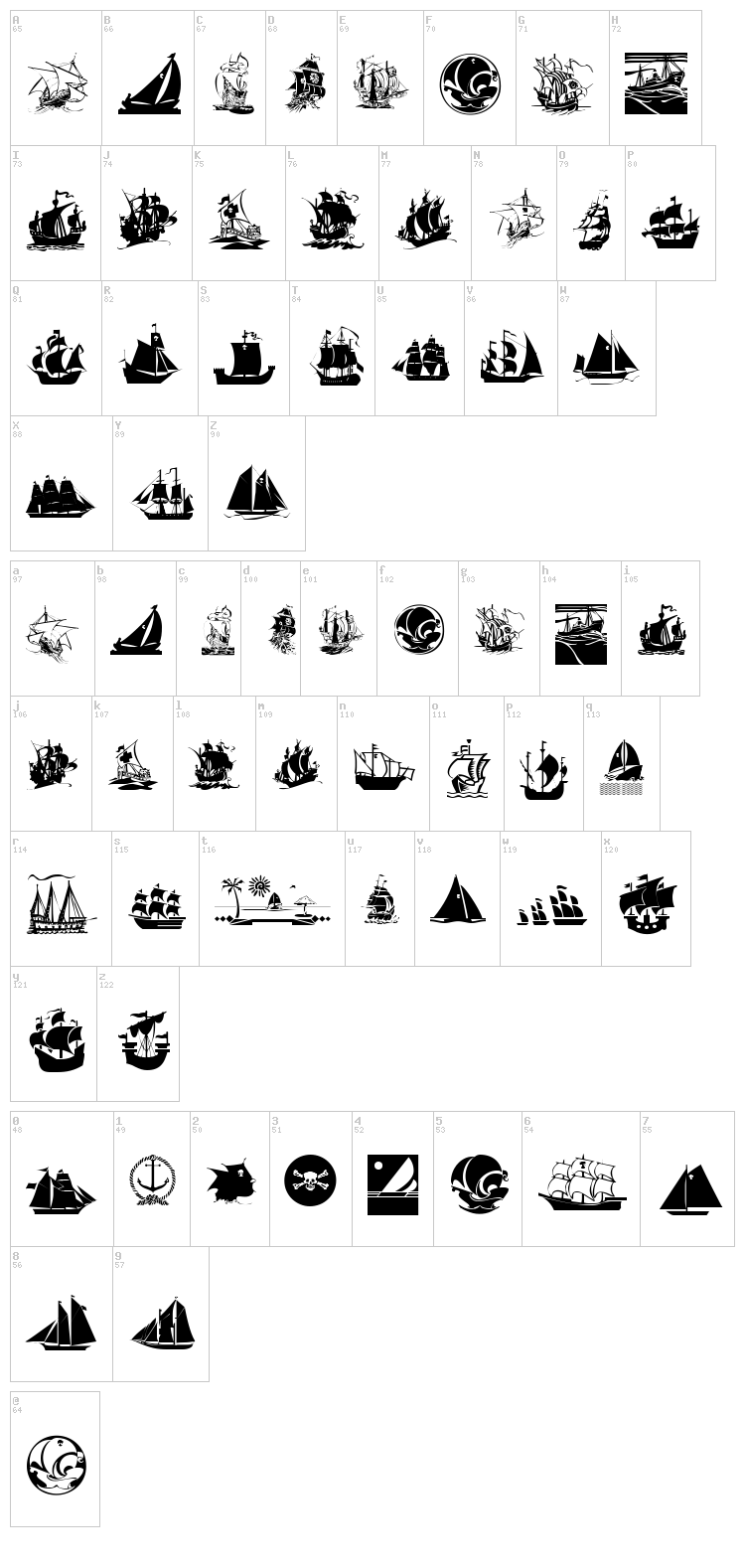 Armada Pirata font map