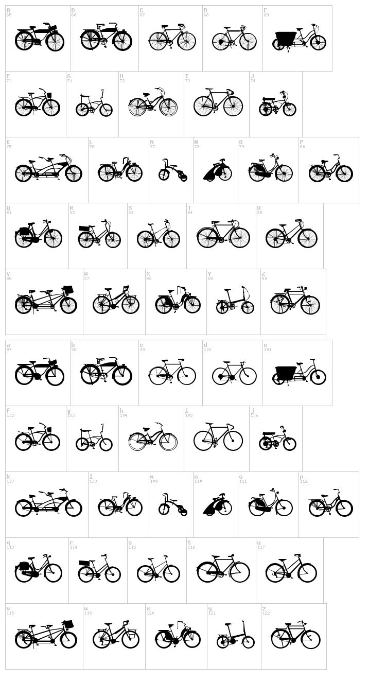 Bikes font map