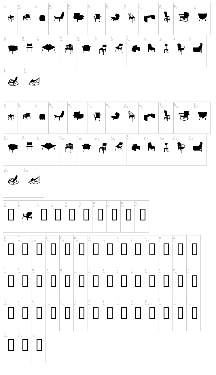 Cadeiras font map