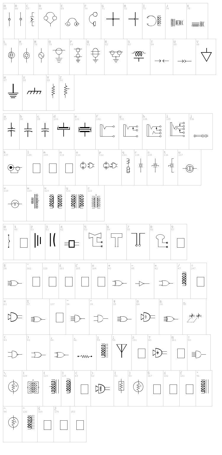 Carr Electronic font map