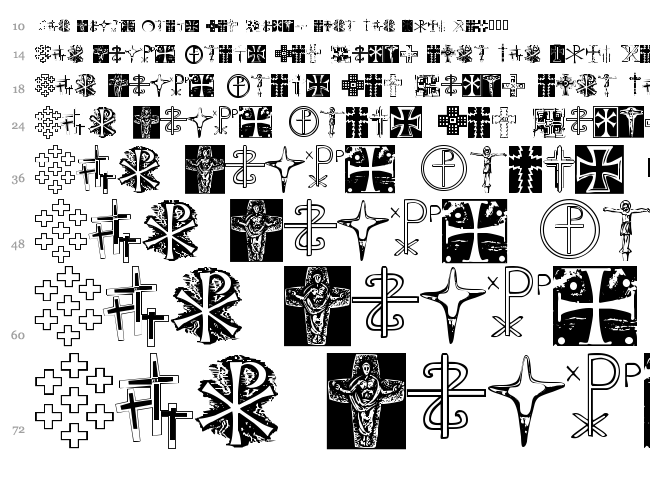 Christian Crosses font waterfall