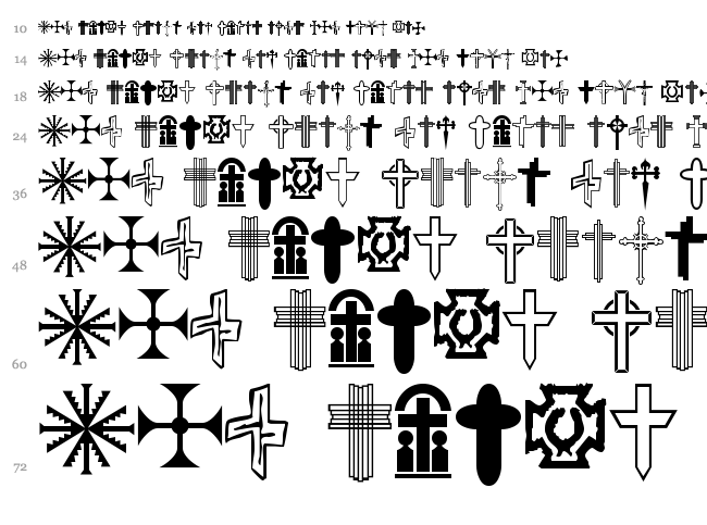 Christian Crosses font waterfall