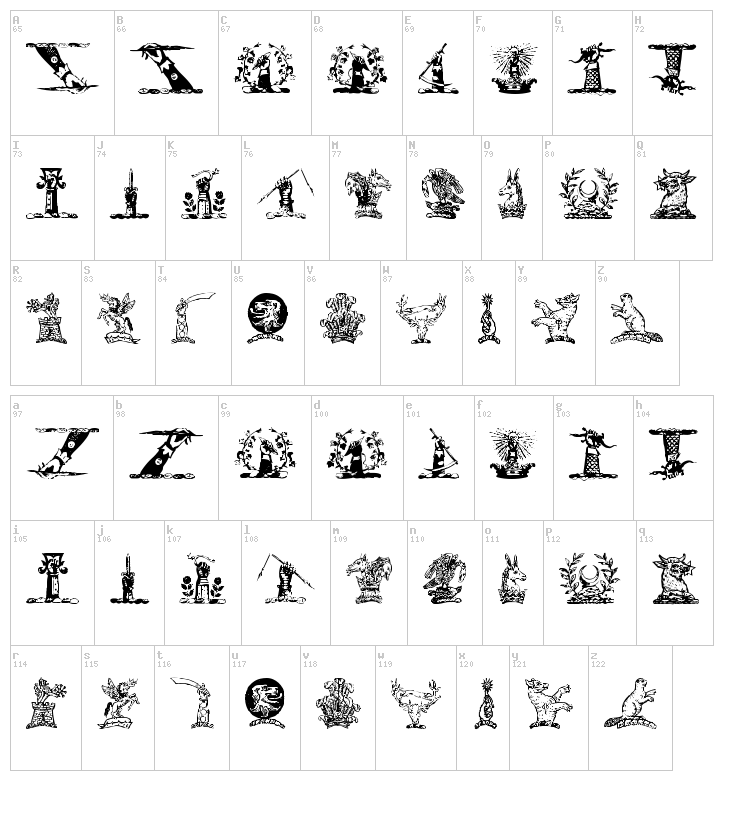 Helmbusch Crest Symbols font map