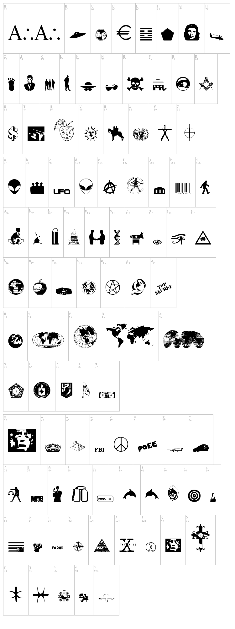 Illuminati font map