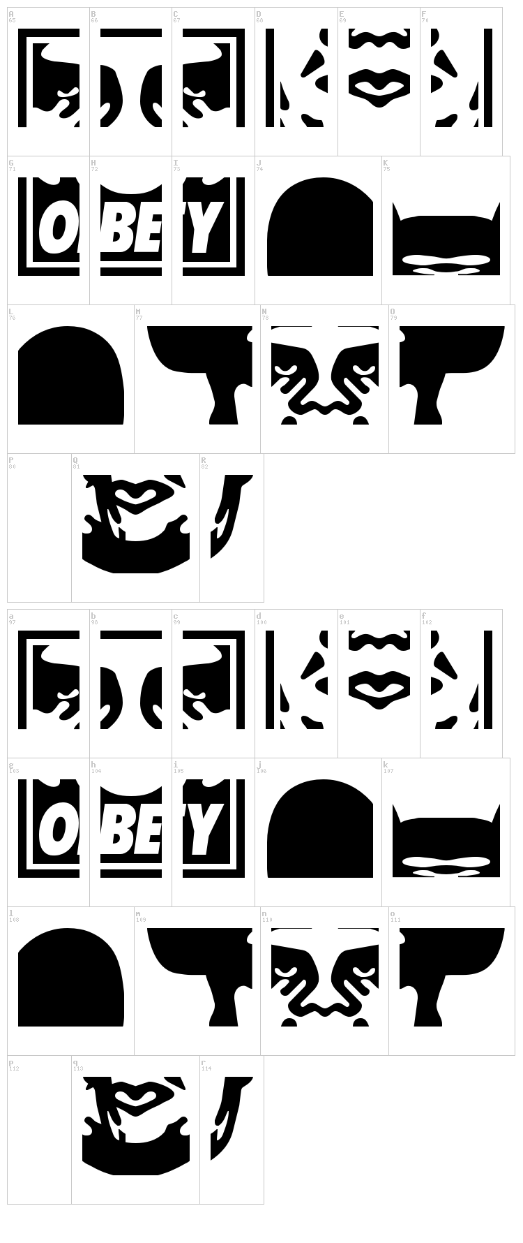 Obey Series 1 font map