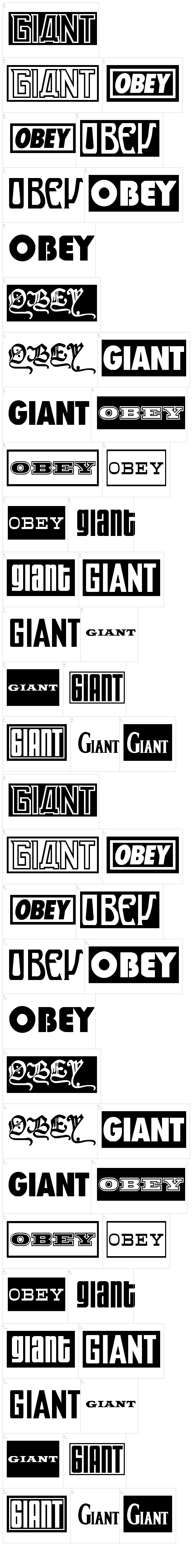Obey Series 2 font map