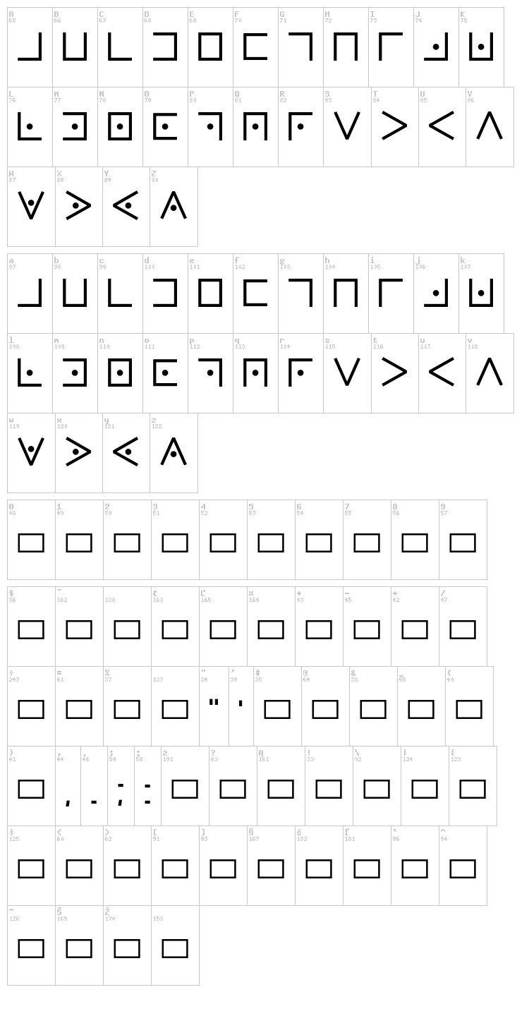 Pigpen Cipher font map