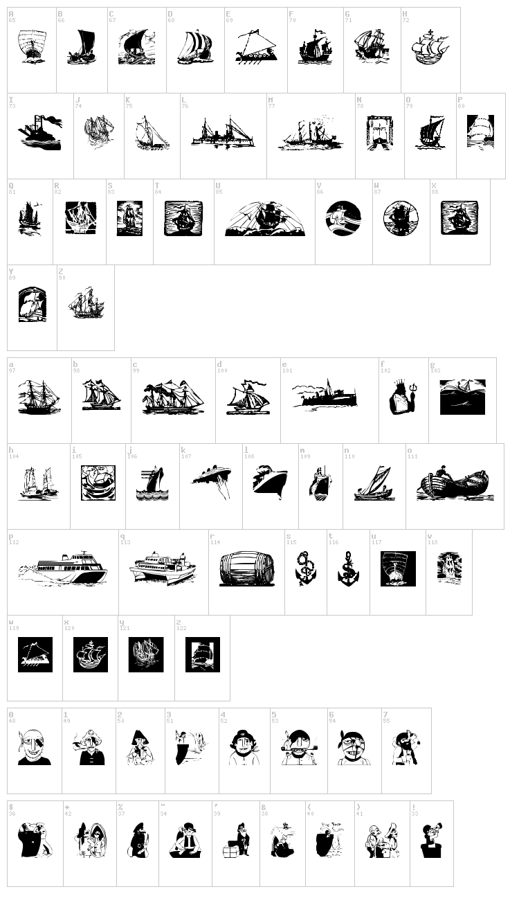 ShipsNBoats font map