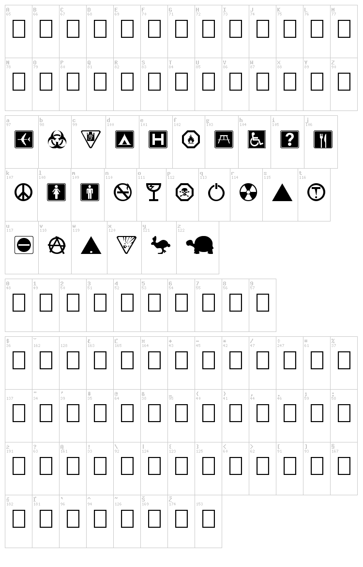 Symbolix font map