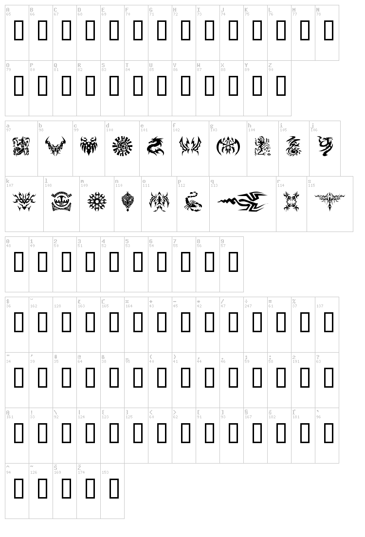 Tattoo font map