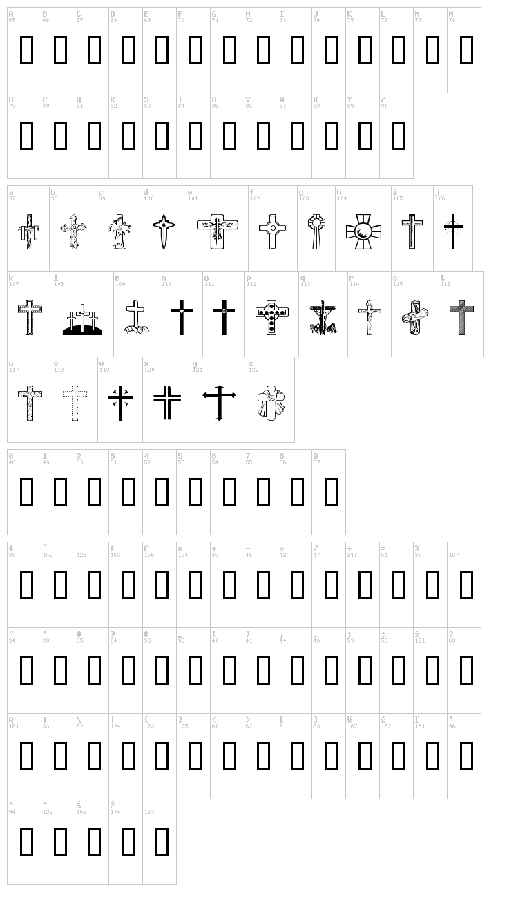 WM Crosses 1 font map