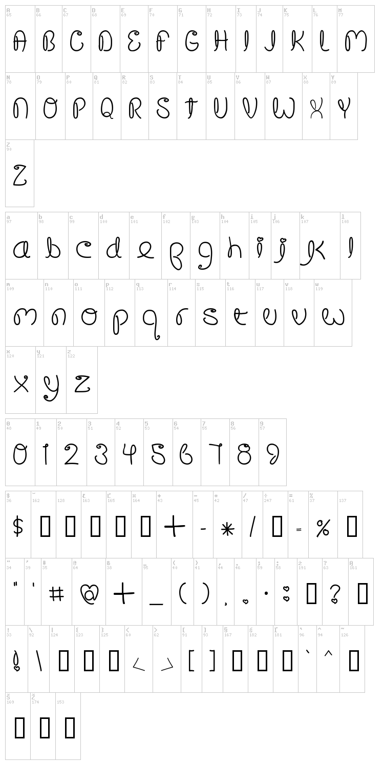 Crushed Out Girl font map