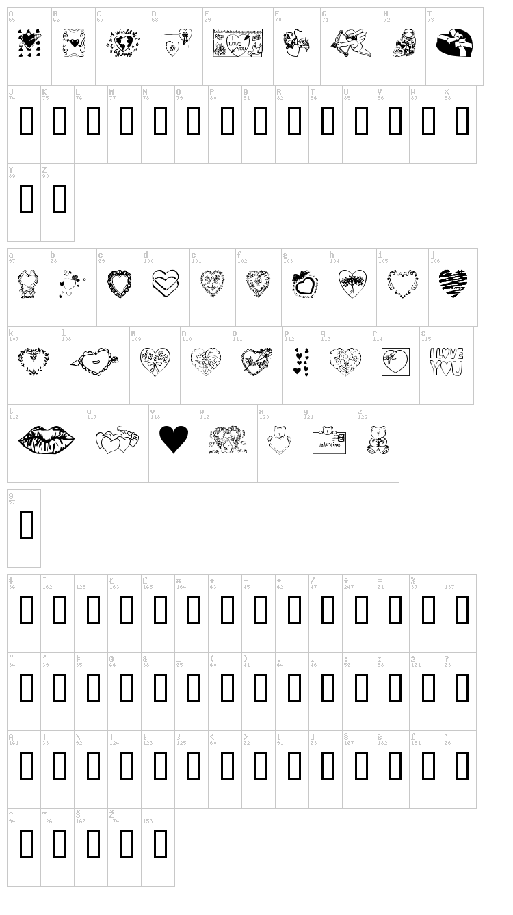 Valentine font map