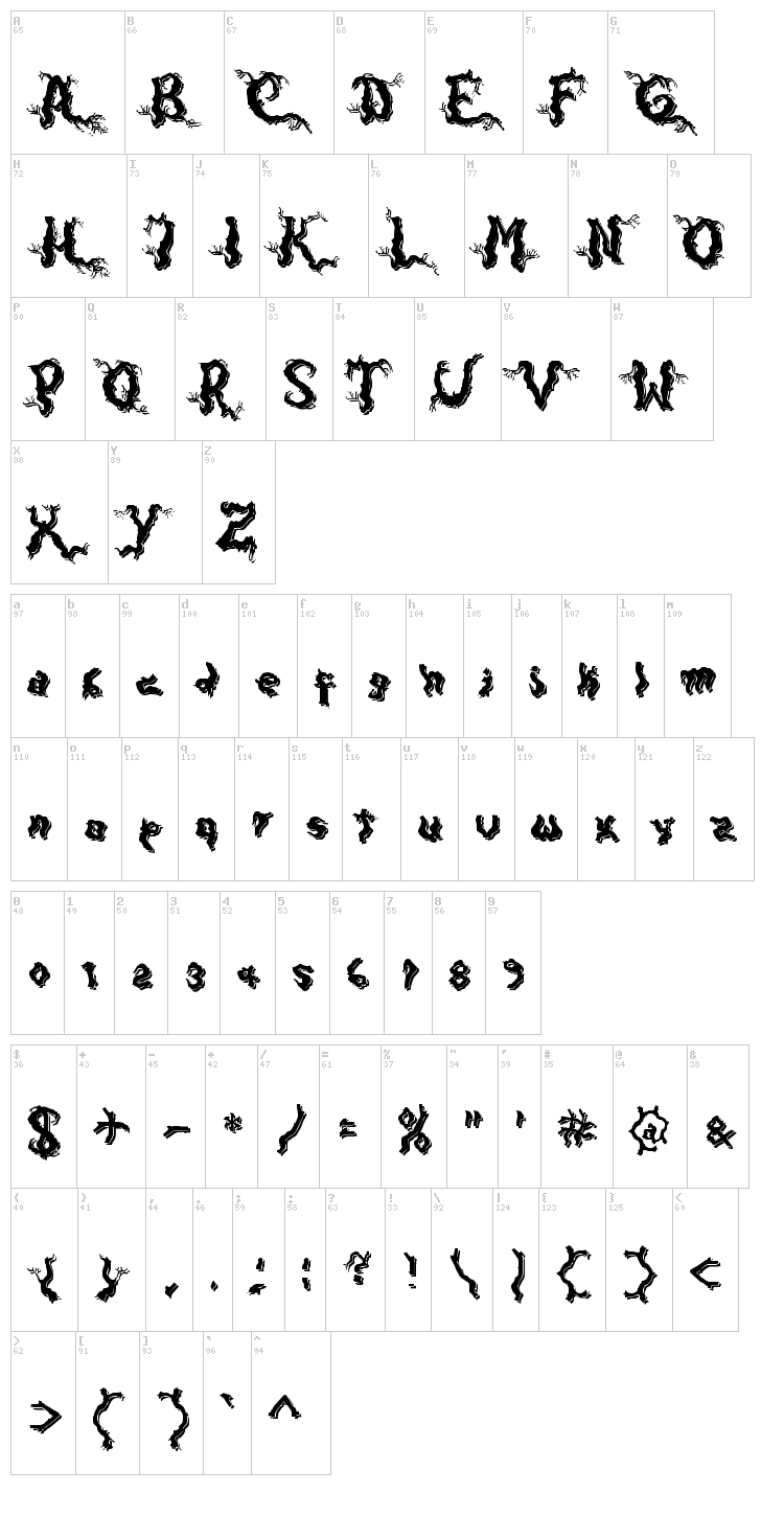 Darkwood font map