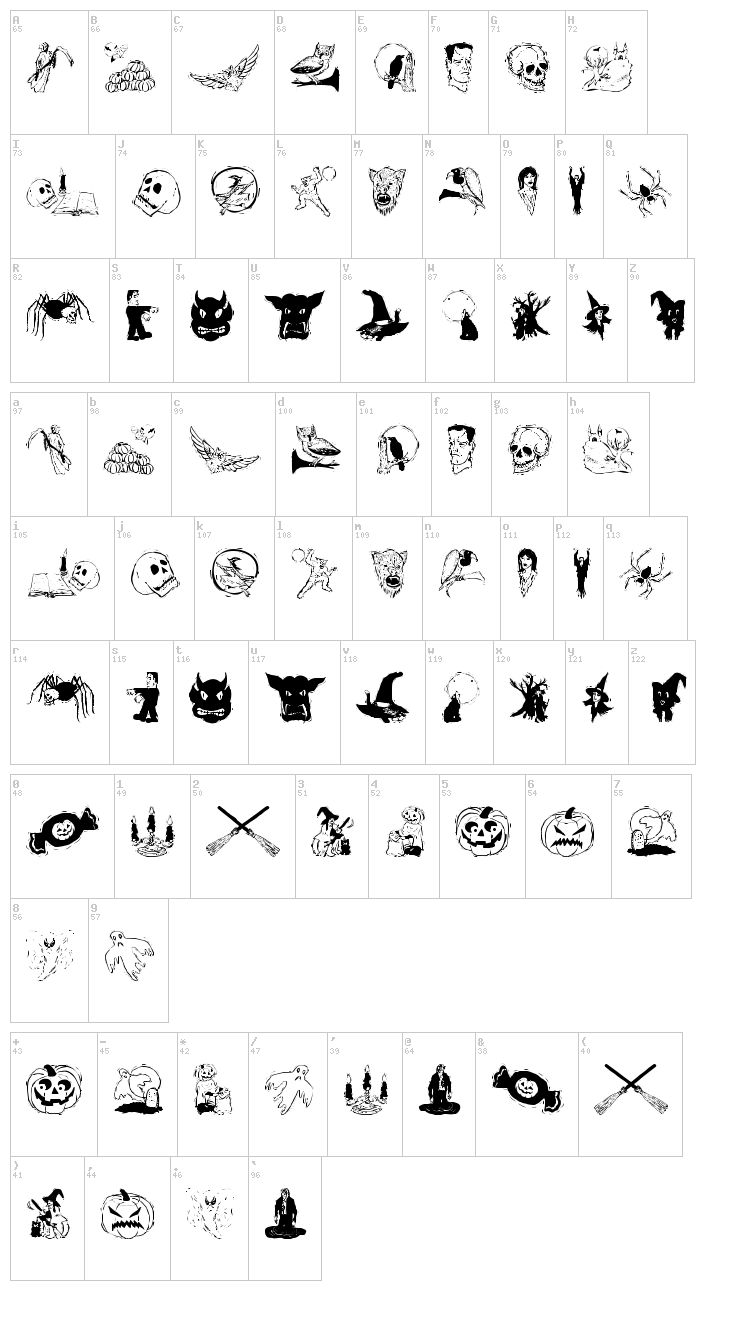 Halloween Two font map