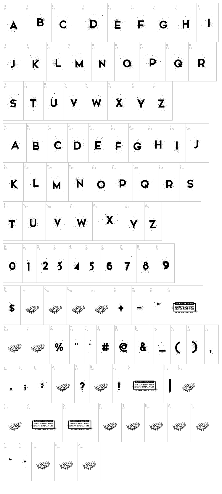 Snowinter font map
