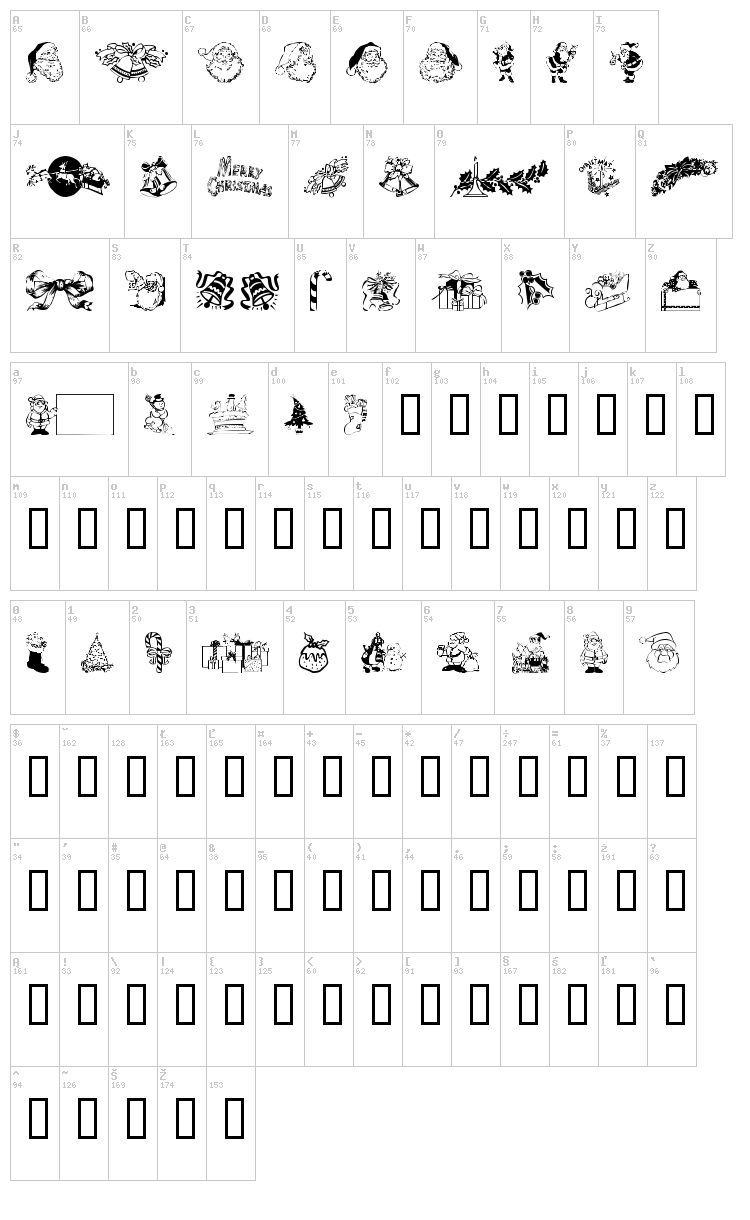 Xmas Clipart font map