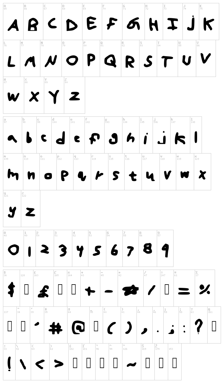 Cartoon font map