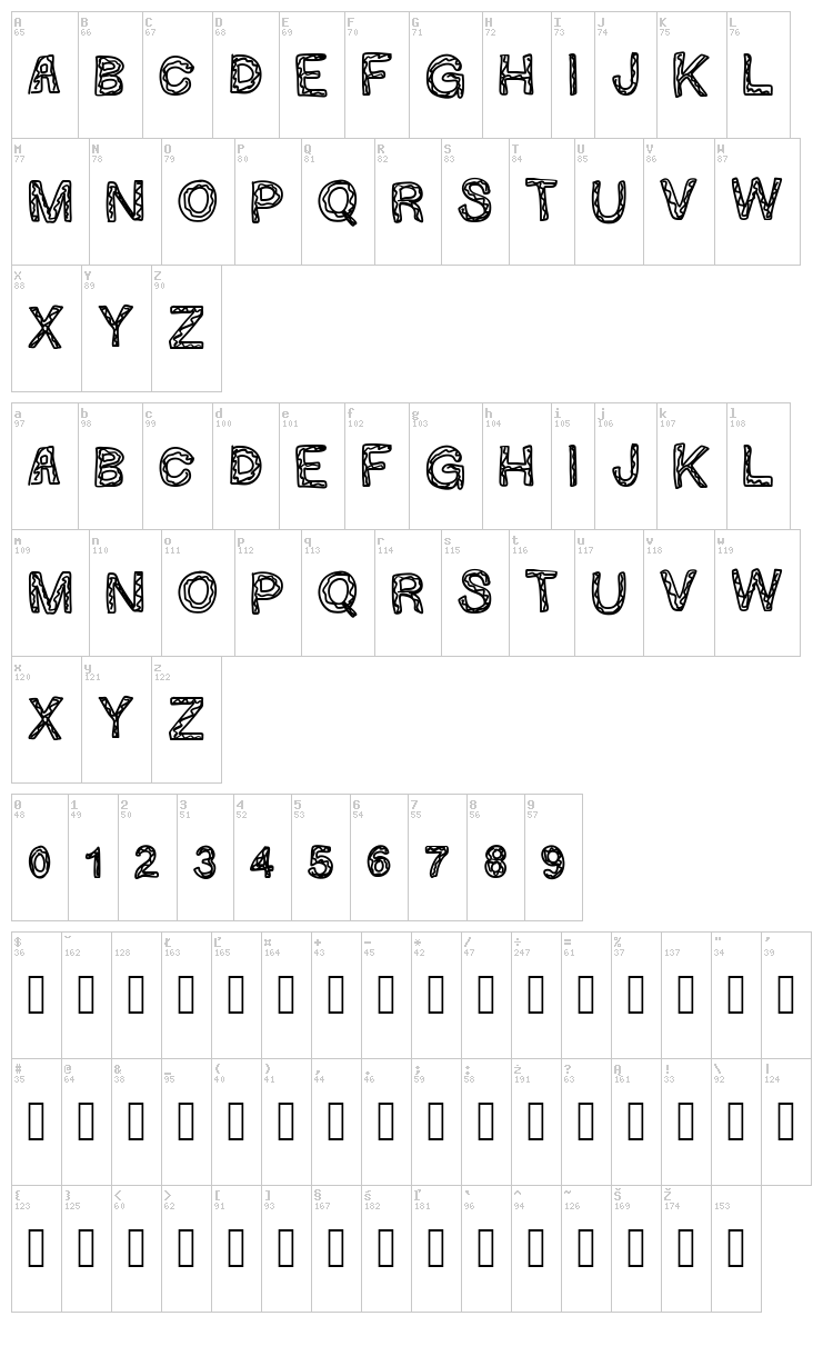 Ginumber1 font map