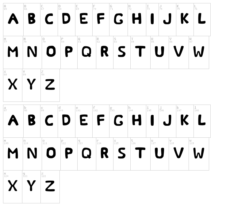 Ok Coral font map