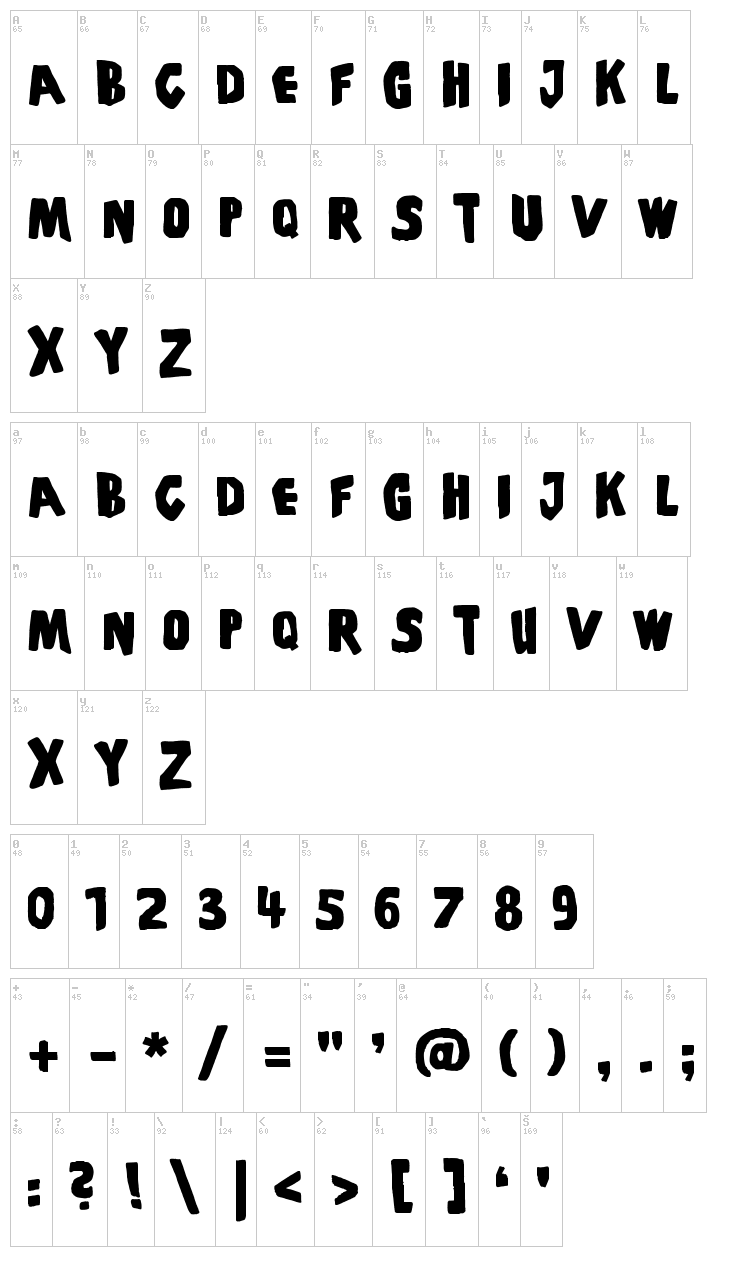 PiS Coffins and Ghosts font map