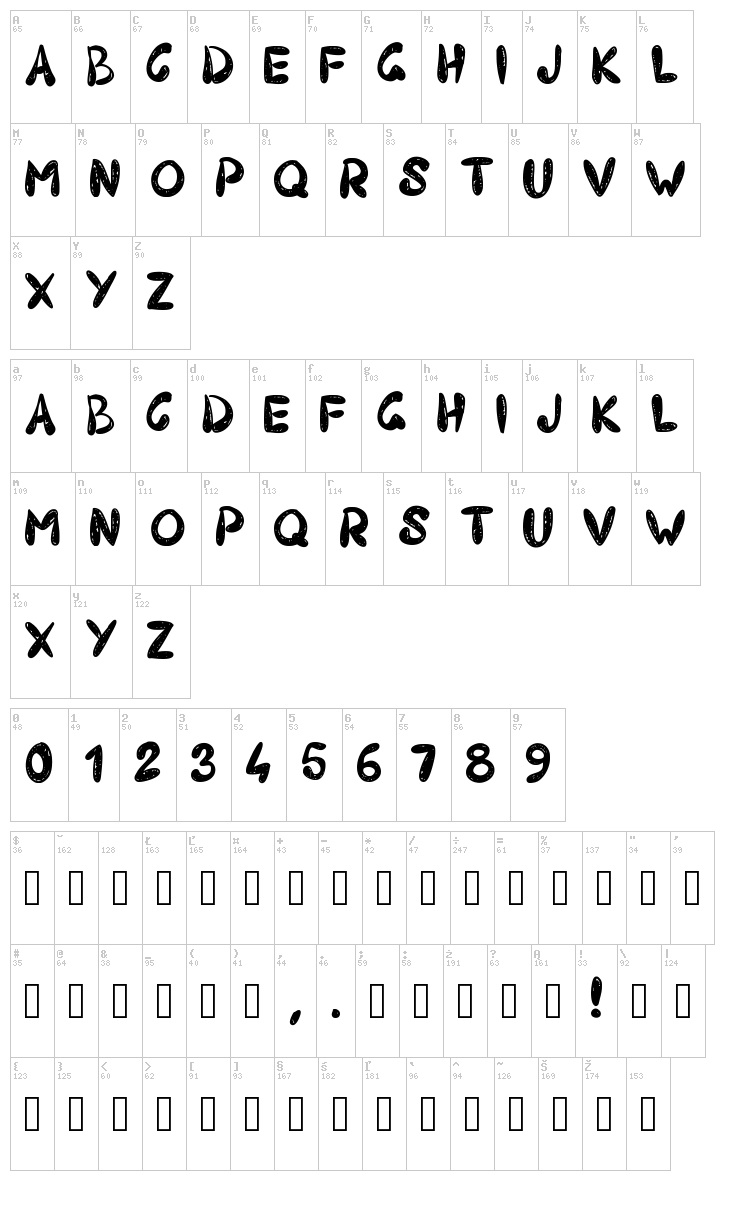 PW403 font map