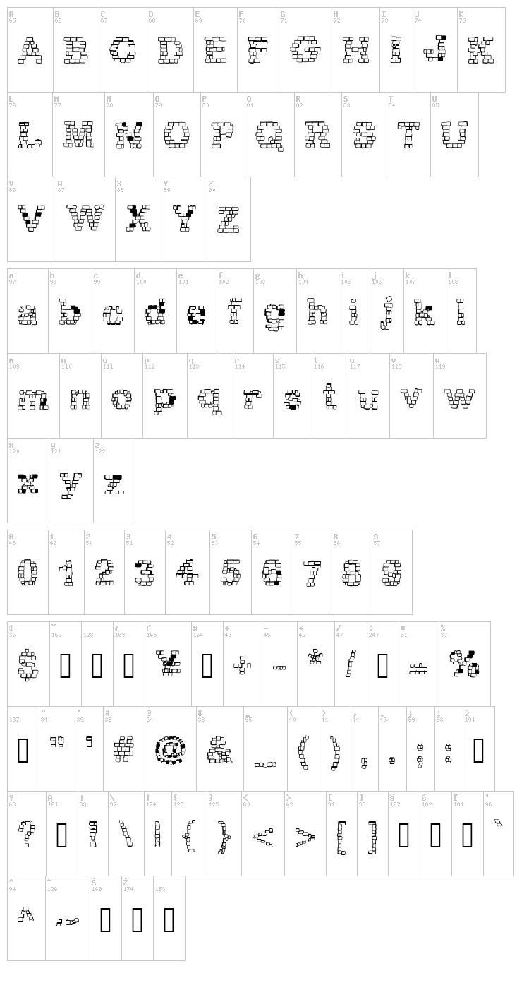 RH Brickhaus Proto font map