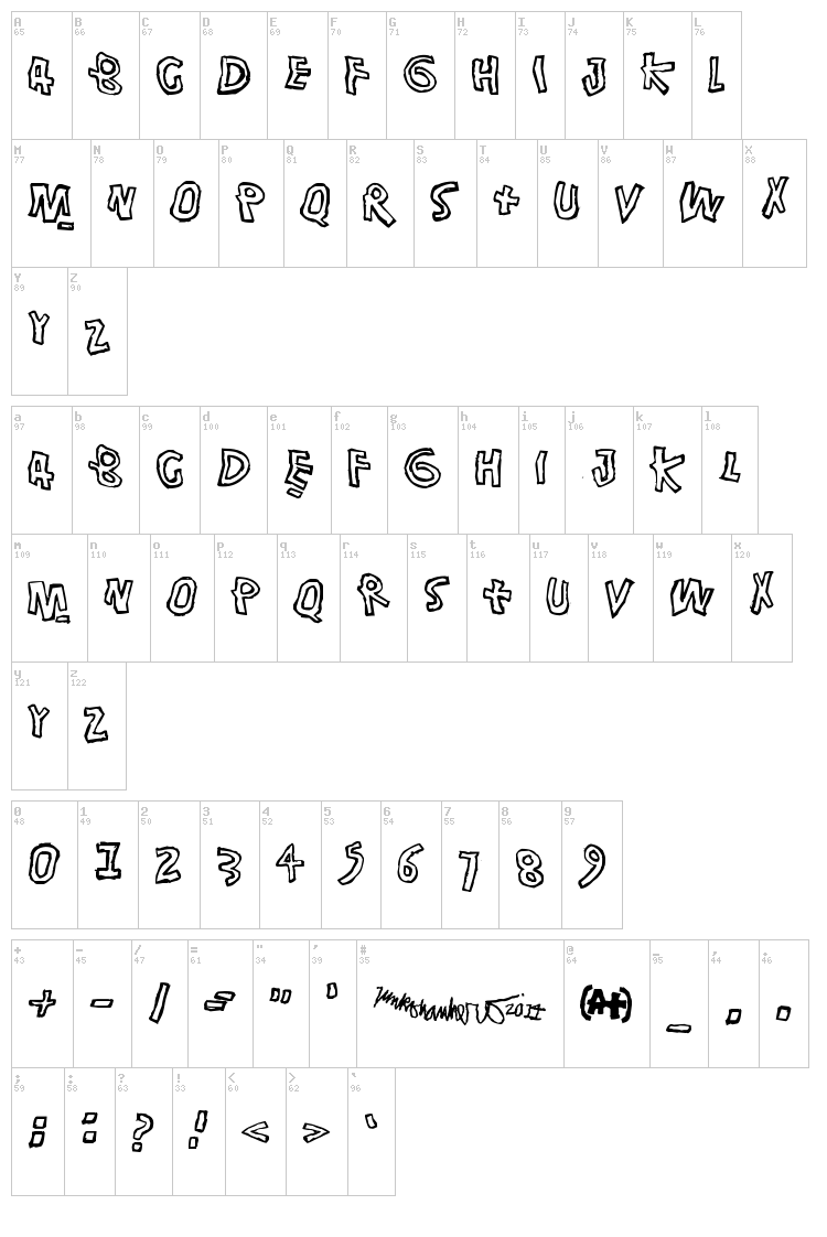 Singalonga font map