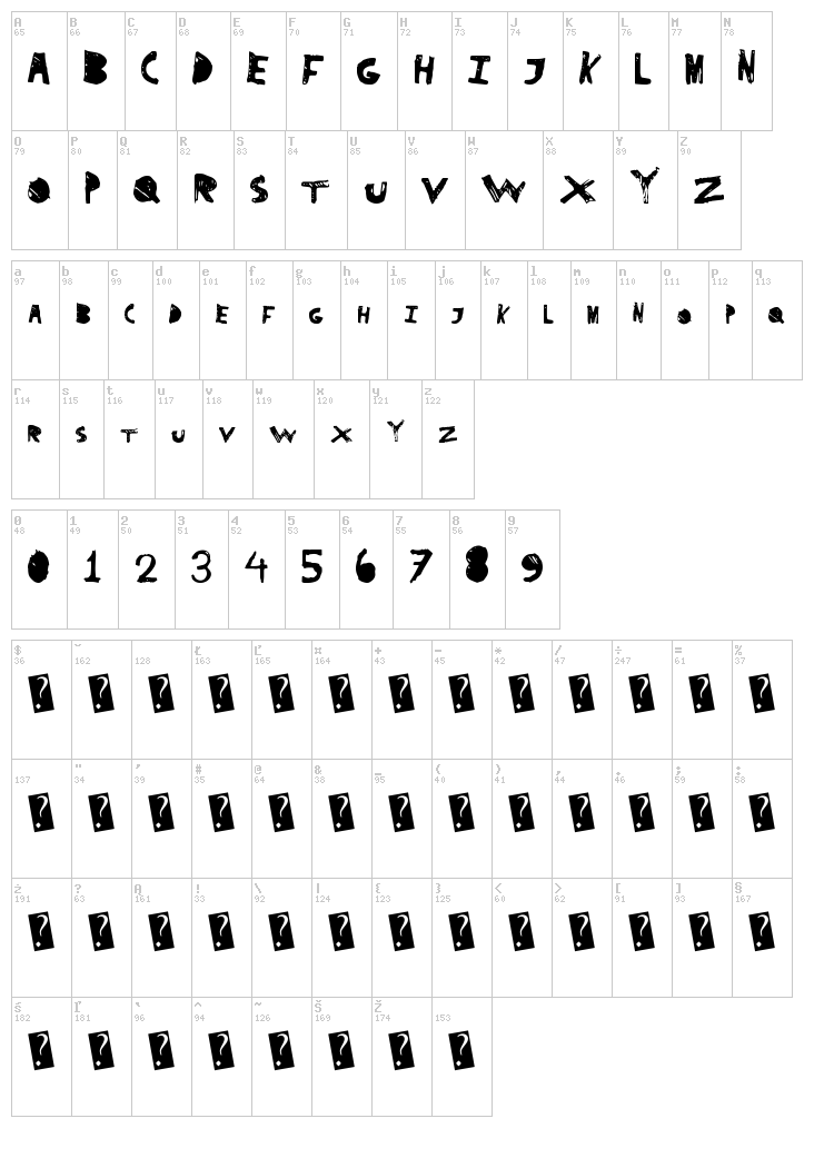 SuperDrag font map