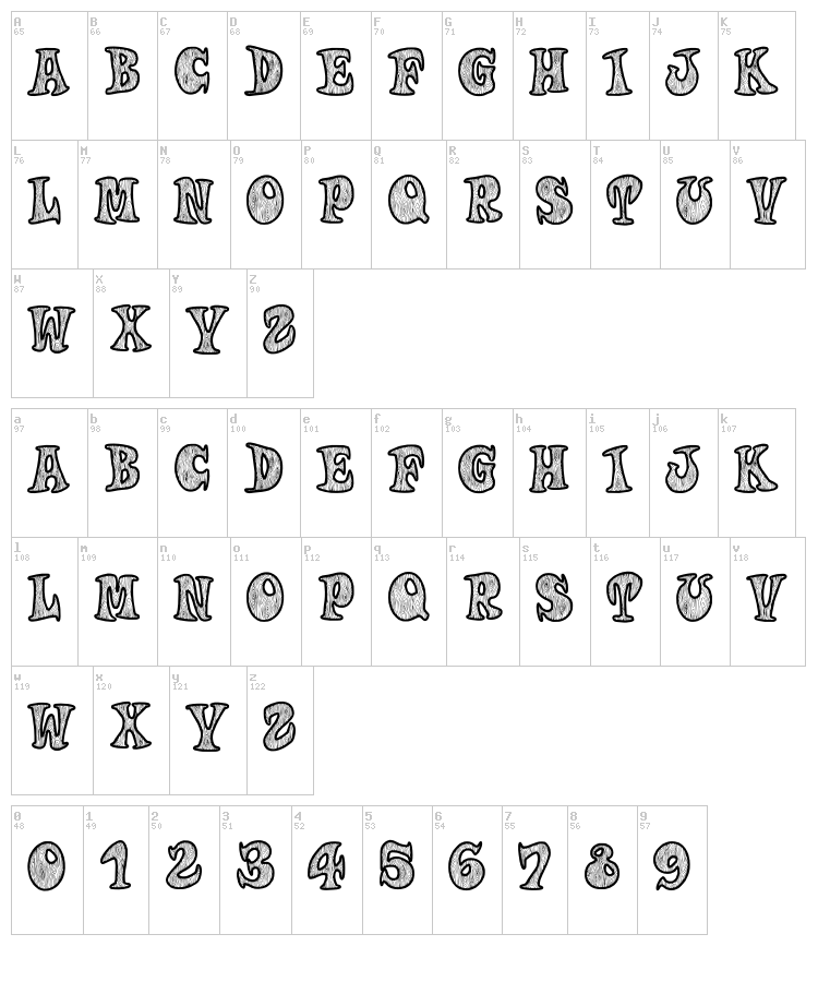 Woodys font map