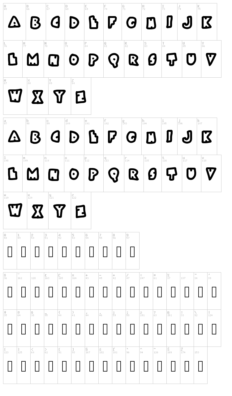 Bokai font map