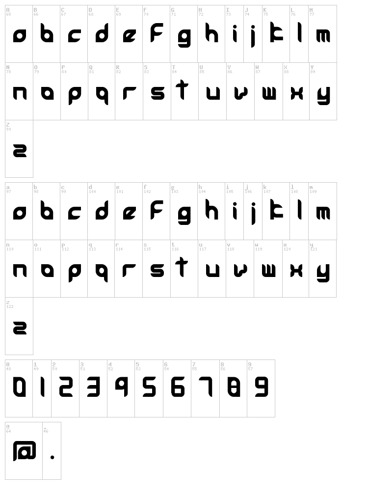 Accessories font map