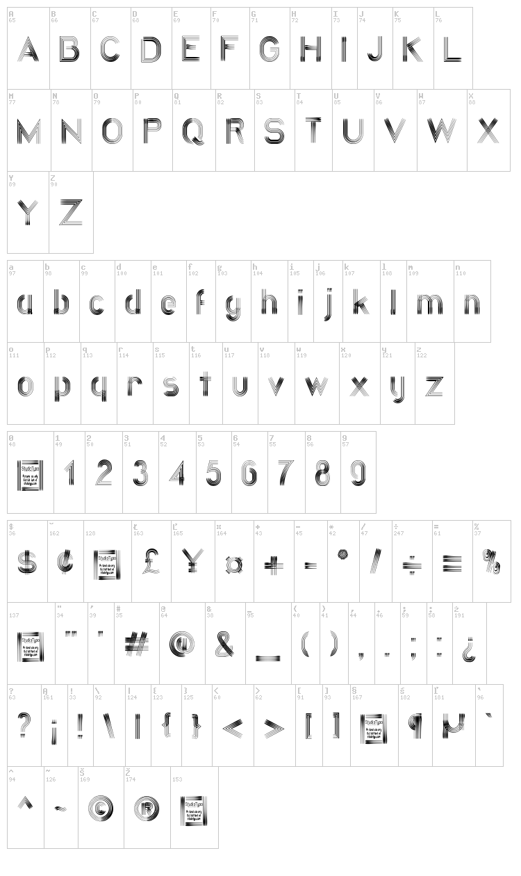 Quatroline font map