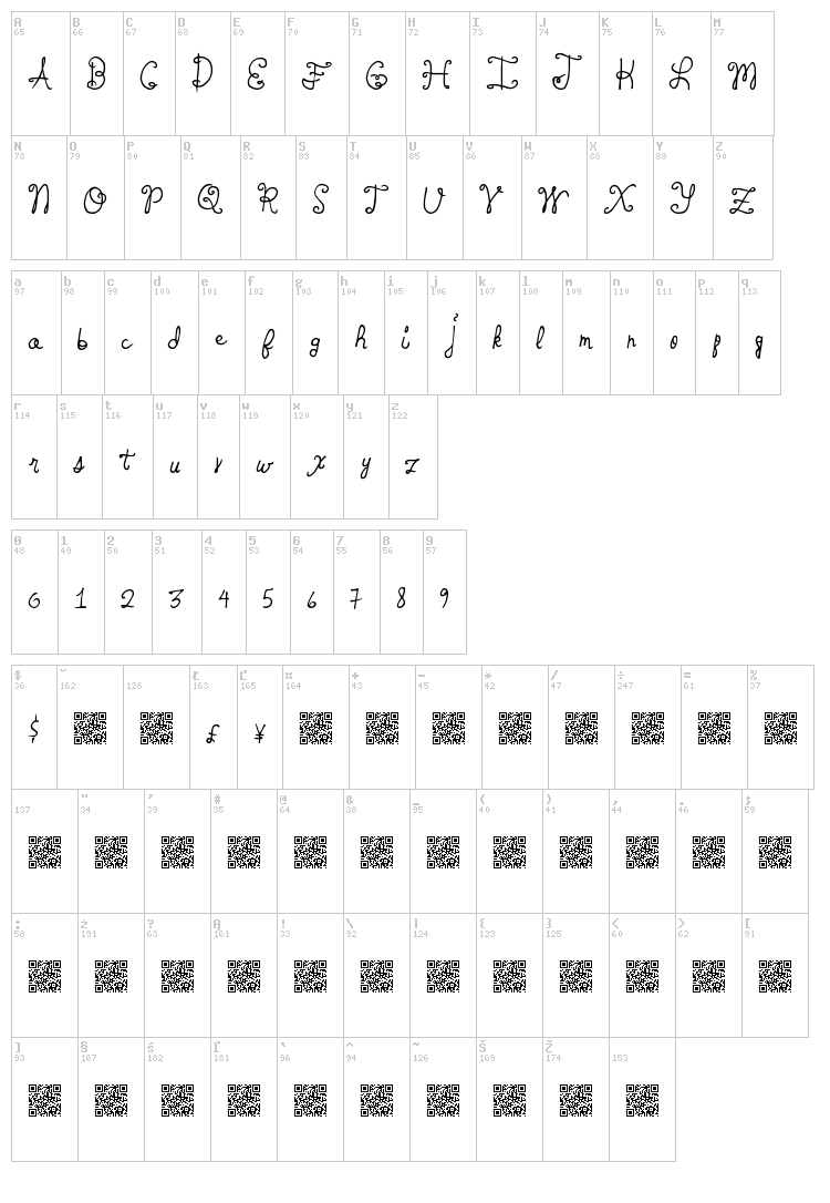 Spring Tyme font map