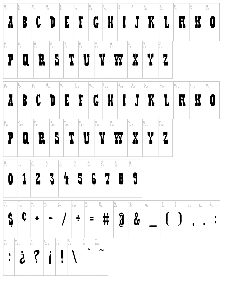 Heffer font map
