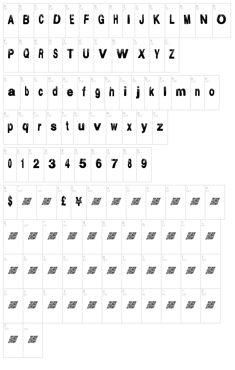Electrical Storm font map