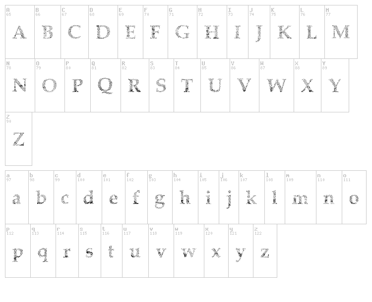 Half Faded font map