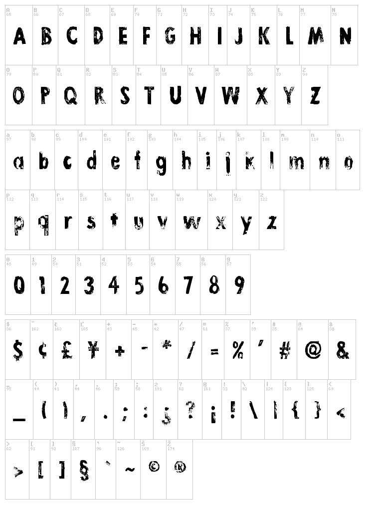 Lino Stamp font map