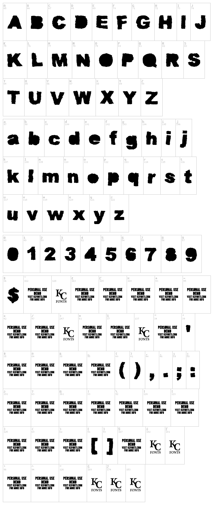 Muddy Tractor font map