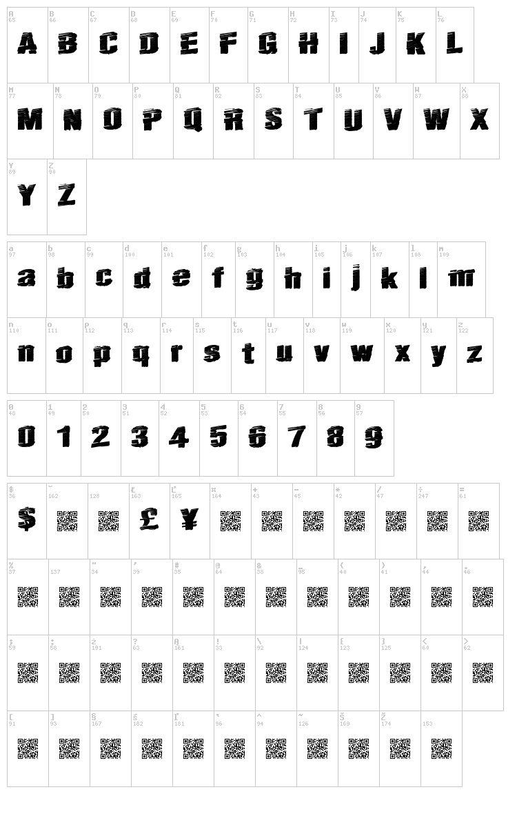 Real Fast font map