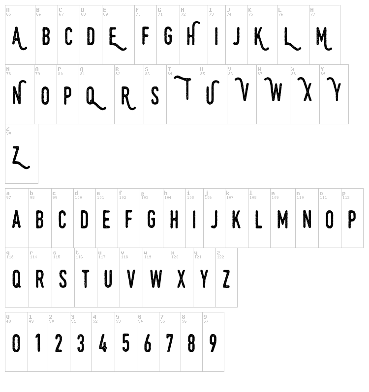 Swistblnk Monthoers font map