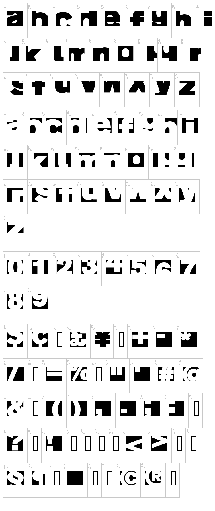 AI Fragment font map