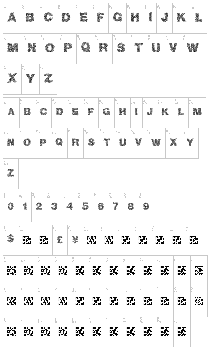 Basic Scratch font map
