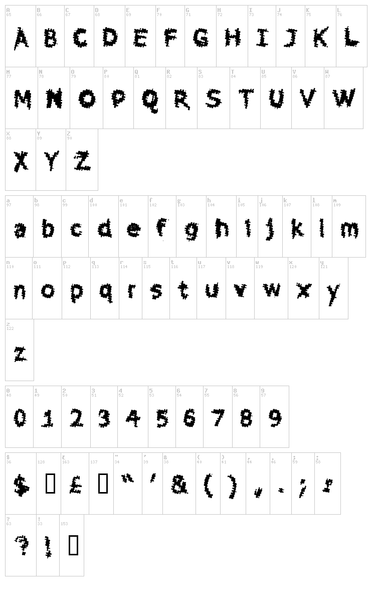 Sewer Sys font map