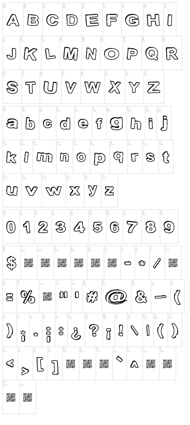 Stamp Ink font map