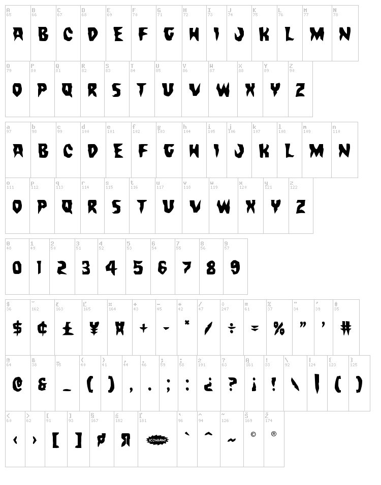 Count Suckula font map