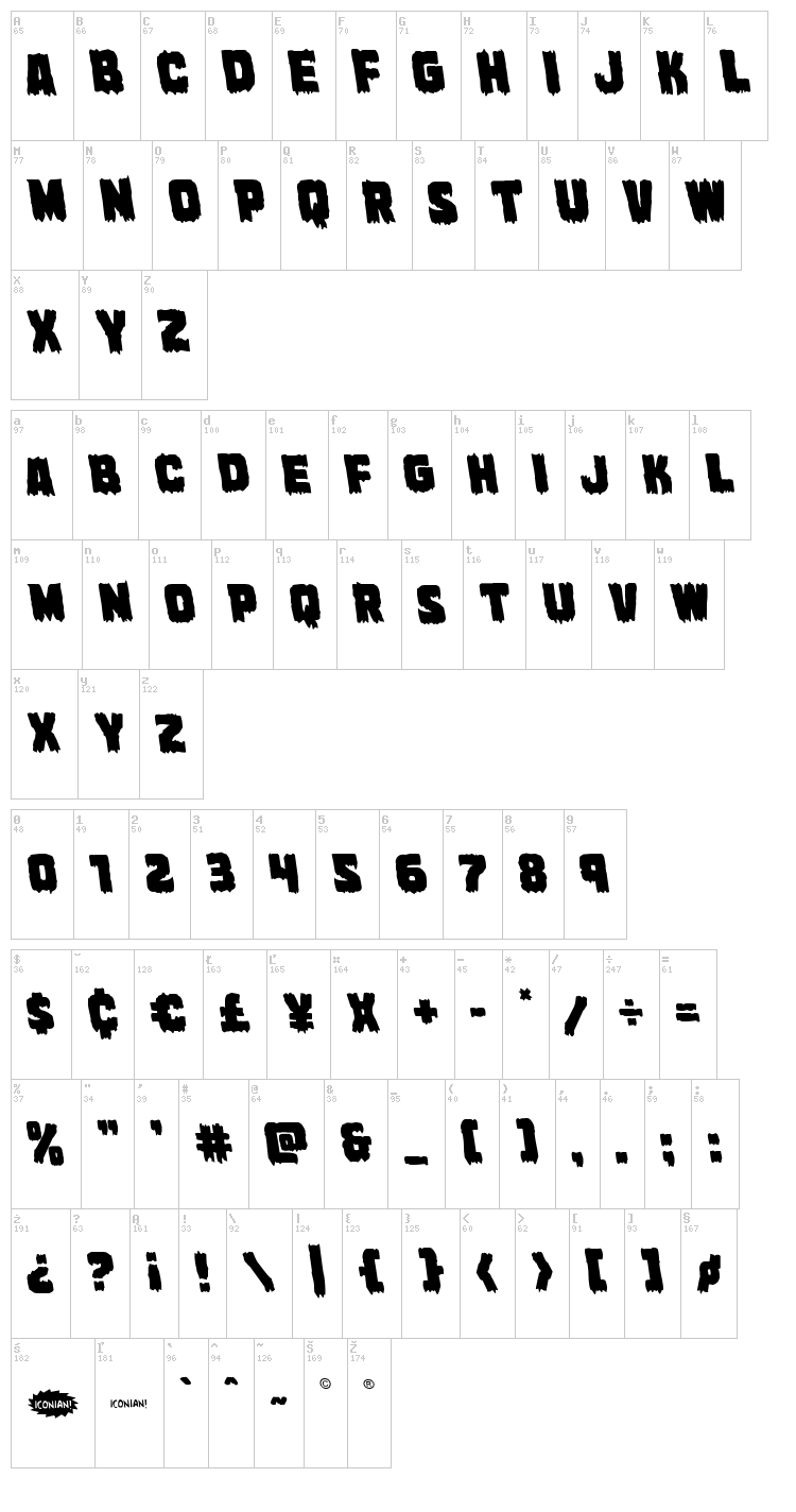 Marsh Thing font map